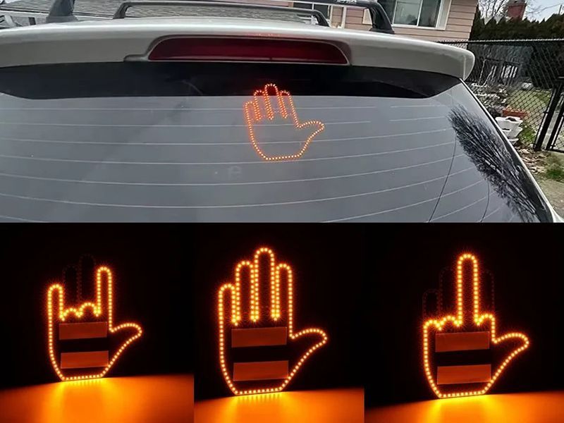 Автомобільна LED-долоня з жестами 36 фото